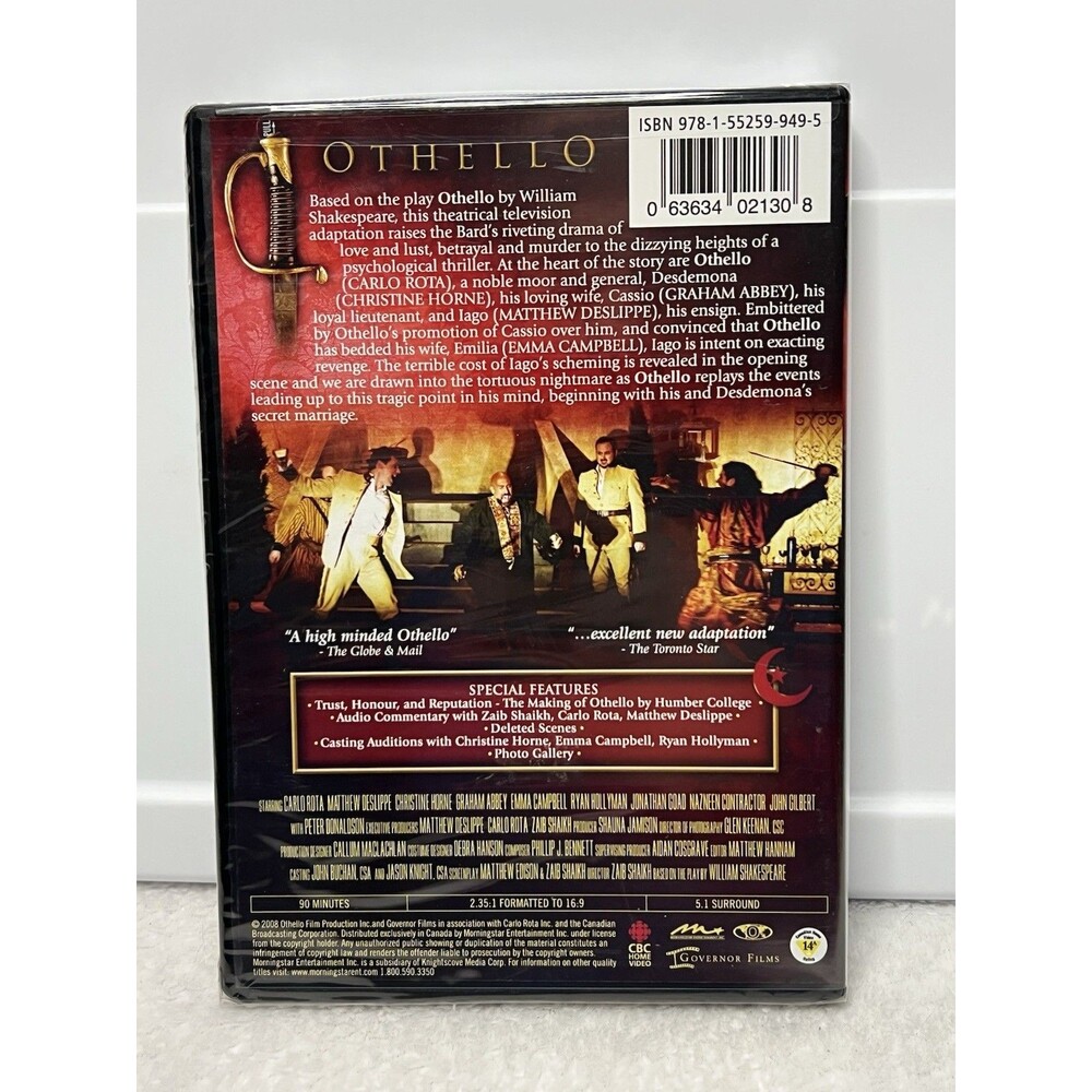 Othello: The Tragedy of the Moor, Shakespear [DVD] BRAND NEW - Picture 2 of 6